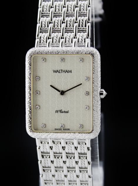 (image for) WALTHAM 18K SOLID WHITE GOLD QUARTZ WATCH